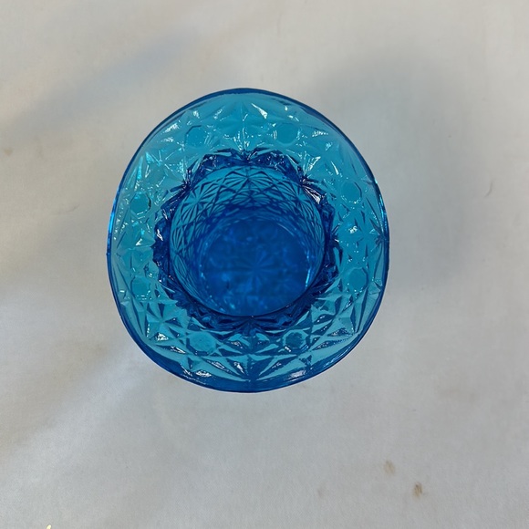 Vtg Fenton Glass Aqua Blue Fancy Cut Glass Top Hat Toothpick/Votive/Matches - Picture 5 of 13